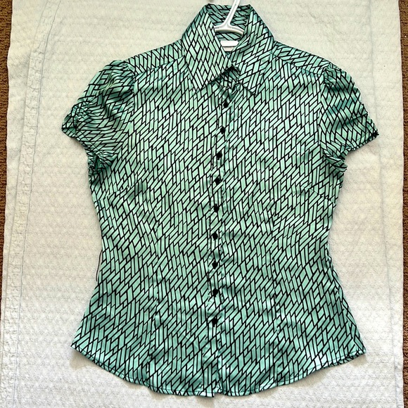 Suzy Shier Aqua colour Patterned shirt - Picture 1 of 7